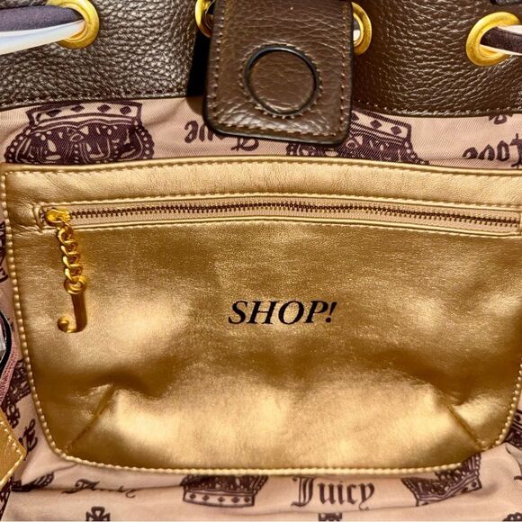 Juicy Couture Pink Velour Brown Faux Leather House of Juicy Daydreamer Tote Bag - Picture 13 of 15